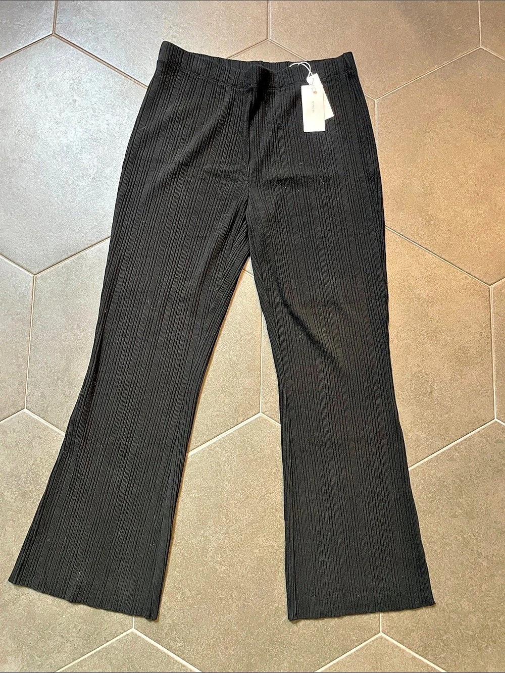 Vince NWT Rib Flared Pant Wide Leg Pants Black Size Large